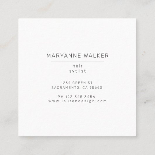 Navy Waves Gold Salon Haarstylist Elegant Vierkante Visitekaartje (Achterkant)