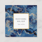 Navy Waves Gold Salon Haarstylist Elegant Vierkante Visitekaartje (Voorkant)