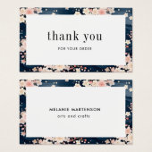 Navy Waves Sakura Bloemenbestelling Dank u kaart (Voorkant /achterkant)