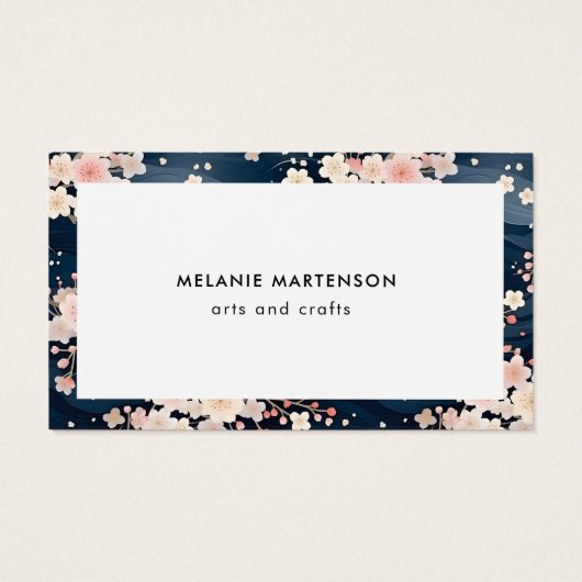 Navy Waves Sakura Bloemenbestelling Dank u kaart (Achterkant)