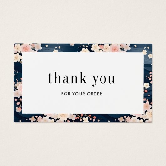 Navy Waves Sakura Bloemenbestelling Dank u kaart (Voorkant)