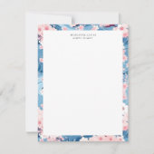 Navy Waves Sakura Elegant Bloemen Notitiekaartje (Voorkant)