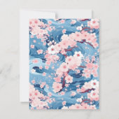 Navy Waves Sakura Elegant Bloemen Notitiekaartje (Achterkant)