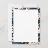 Navy Waves Sakura Elegant Bloemen Notitiekaartje (Voorkant)