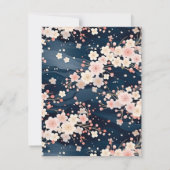 Navy Waves Sakura Elegant Bloemen Notitiekaartje (Achterkant)