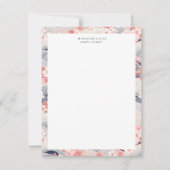 Navy Waves Sakura Elegant Bloemen Notitiekaartje (Voorkant)