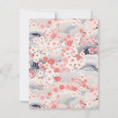 Navy Waves Sakura Elegant Bloemen Notitiekaartje (Achterkant)