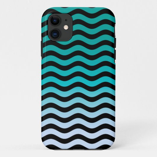Navy Wavy Stripes Nautical Pattern Case-Mate iPhone Case (Achterkant)