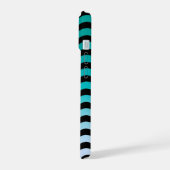 Navy Wavy Stripes Nautical Pattern iPhone 15 Case (Linkerkant)