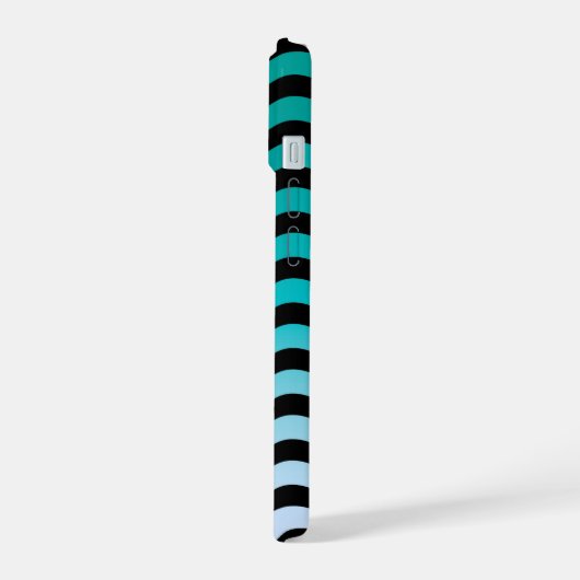 Navy Wavy Stripes Nautical Pattern iPhone 15 Case (Linkerkant)