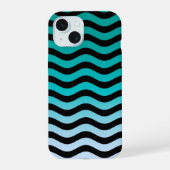 Navy Wavy Stripes Nautical Pattern iPhone 15 Case (Achterkant)