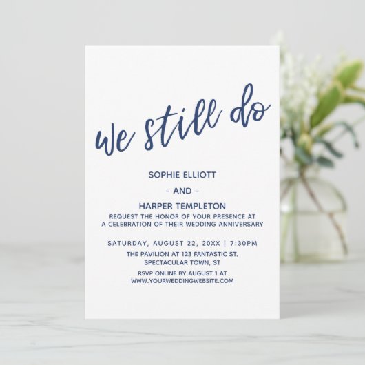 Navy We doen nog steeds modern handschrift Jubileu Kaart (Staand voorkant)