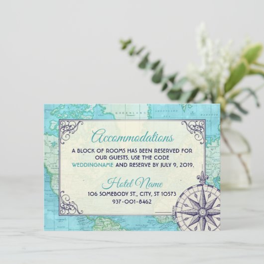 Navy Wedding Accommodation Insert Kaart (Staand voorkant)