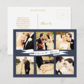 Navy Wedding Bedankt Script Typografie Foto Briefkaart (Voorkant / Achterkant)