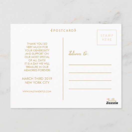 Navy Wedding Bedankt Script Typografie Foto Briefkaart (Achterkant)