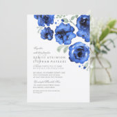 Navy Wedding - Waterverf Rozen Kaart (Staand voorkant)