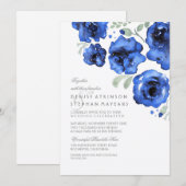 Navy Wedding - Waterverf Rozen Kaart (Voorkant / Achterkant)