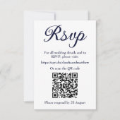 Navy Wedding Website RSVP met QR-code Kaartje (Voorkant)