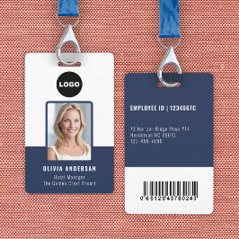 Navy Werknemer Foto ID Bar Code Bedrijfsbeveiligin Badge
