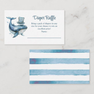 Navy Whale Nautical Baby shower Luier Raffle Informatiekaartje