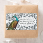 Navy Whimsical Peacock Love Bird Label (Insitu)