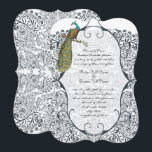Navy Whimsical Peacock Love Bird Pattern Weddensch Kaart<br><div class="desc">Navy Whimsical Peacock Love Bird Pattern Wedding Invitding</div>