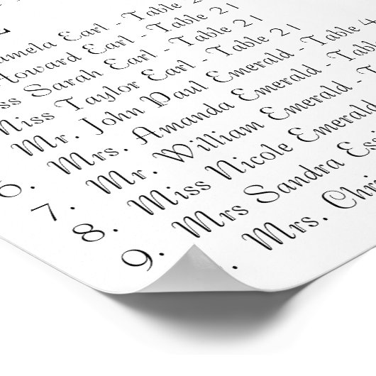 Navy Whimsical Peacock Love Bird Seating Chart Poster (Hoek)