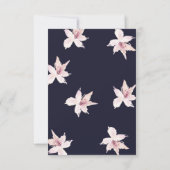 Navy Whimsical Wreath Bohemian Wedding Enclosure RSVP Kaartje (Achterkant)