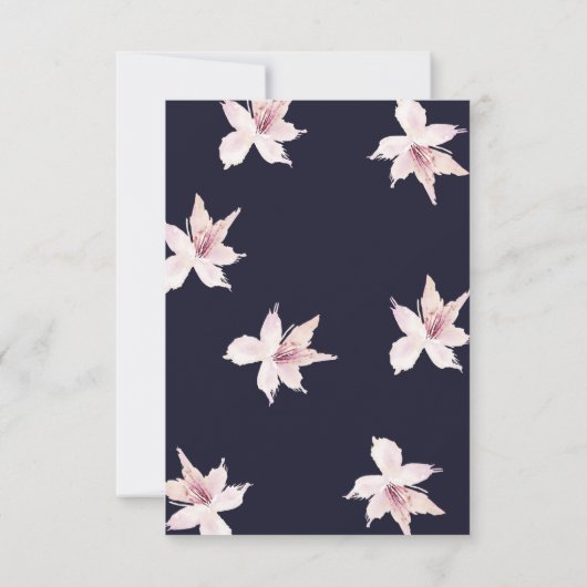 Navy Whimsical Wreath Bohemian Wedding Enclosure RSVP Kaartje (Achterkant)