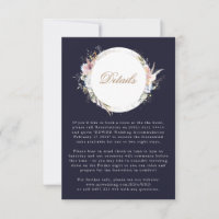 Navy Whimsical Wreath Bohemian Wedding Enclosure