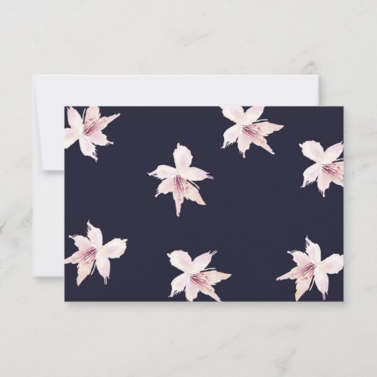 Navy Whimsical Wreath Bohemian Wedding RSVP-kaart RSVP Kaartje (Achterkant)