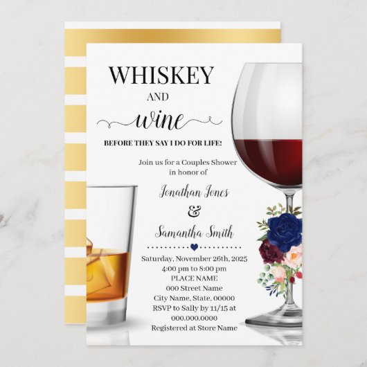 Navy whisky en wijn voordat ik koppels douche kaart (Voorkant / Achterkant)