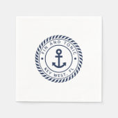 Navy & White Anchor Logo Bootnaam Servet (Voorkant)