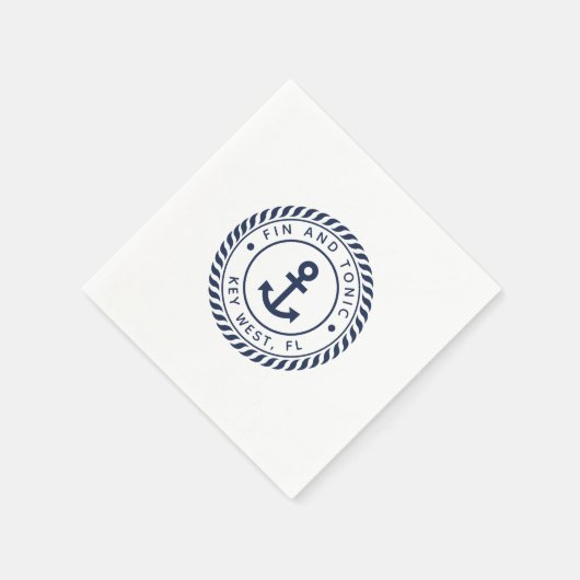 Navy & White Anchor Logo Bootnaam Servet (Hoek)