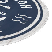 Navy White Anchor Nautical Family Name Beach House Snijplank (Hoek)