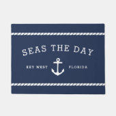 Navy & White Anchor Personalized Boat Name Deurmat (Voorkant)