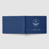 Navy White Anchor Wreator Nautical Name & Year Est Gastenboek (Volledig)