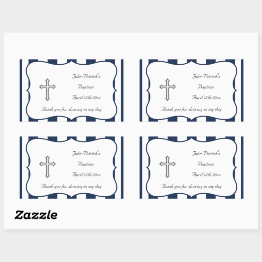 Navy & White Baptism Sticker (Vel)