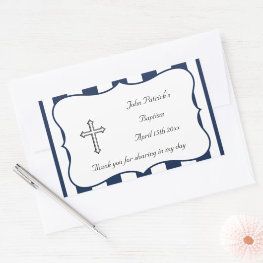 Navy & White Baptism Sticker (Envelop)