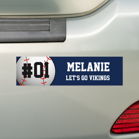 Navy White Baseball Team Bumpersticker (Op auto)