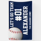Navy White Baseball Team Spirit Spandoek (Verticaal)
