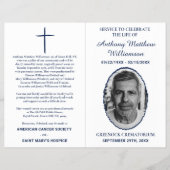 Navy & White Bi-fold Custom Photo Funeral Programm Flyer (Voorkant)