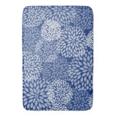 Navy white blooms badkamer decor, blauwe bloem badmat (Voorkant Verticaal)