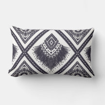 Navy White Boho Patterned Sierkussen