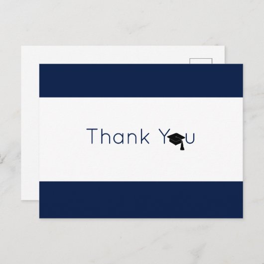 Navy White Bold Afstuderen Hartelijk dank Briefkaart (Voorkant / Achterkant)