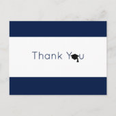 Navy White Bold Afstuderen Hartelijk dank Briefkaart (Voorkant)