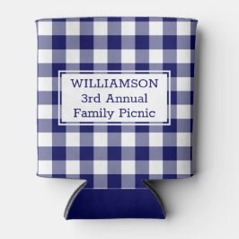 Navy White Buffalo Check Custom Name Family Picnic Blikjeskoeler