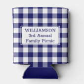Navy White Buffalo Check Custom Name Family Picnic Blikjeskoeler (Achterkant)