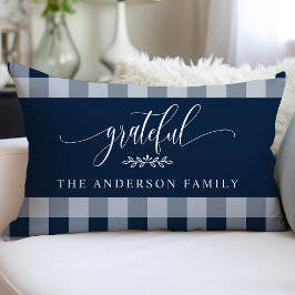 Navy & White Buffalo Check Grateful Personalized Kussen