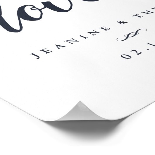 Navy & White Cheers to Love Wedding Sign Poster (Hoek)